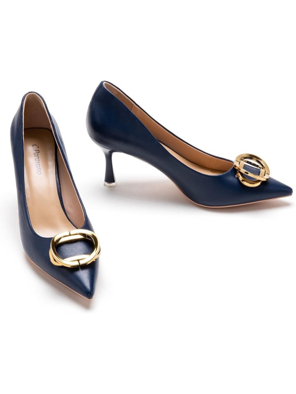 C. Paravano Women's Navy Pumps 2.16" Kitten Heels Pointed Toe Low Dressy Heels